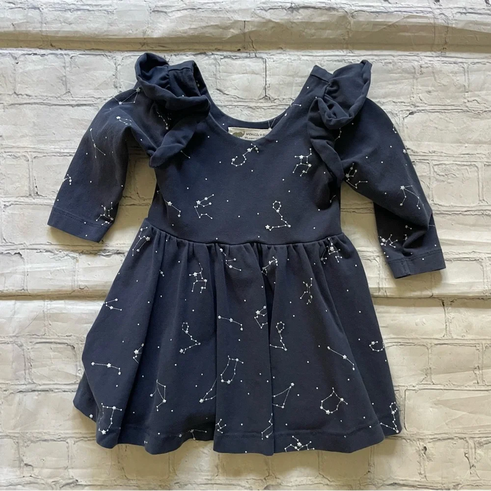 Girls Monica + Andy Navy Blue Constellation Dress - Picture 1 of 3